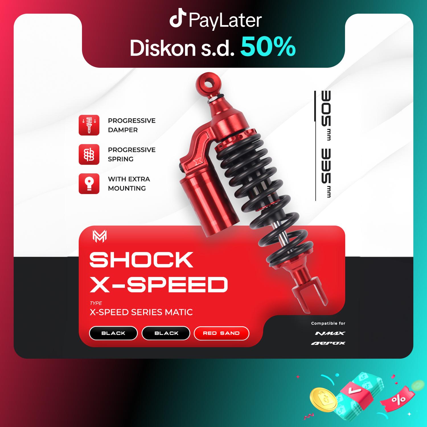 SHOCKBREAKER 305mm - 335mm plus, Type: X-Speed Series: AEROX 155,all new NMAX 155,all new AEROX 155,all new NVX 155,NMAX 155,PCX 150,XMAX 250 Motor Motorcycle Tabung